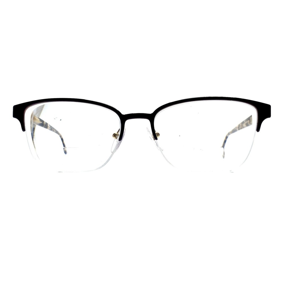 Prada Brown Gold Half Rim Rectangular Glasses Italy VPR 61X 552 101 54 17 145